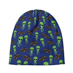 Cute Green Alien UFO Print Beanie