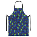 Cute Green Alien UFO Print Bib Apron With Pocket