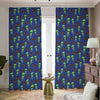 Cute Green Alien UFO Print Blackout Pencil Pleat Curtains