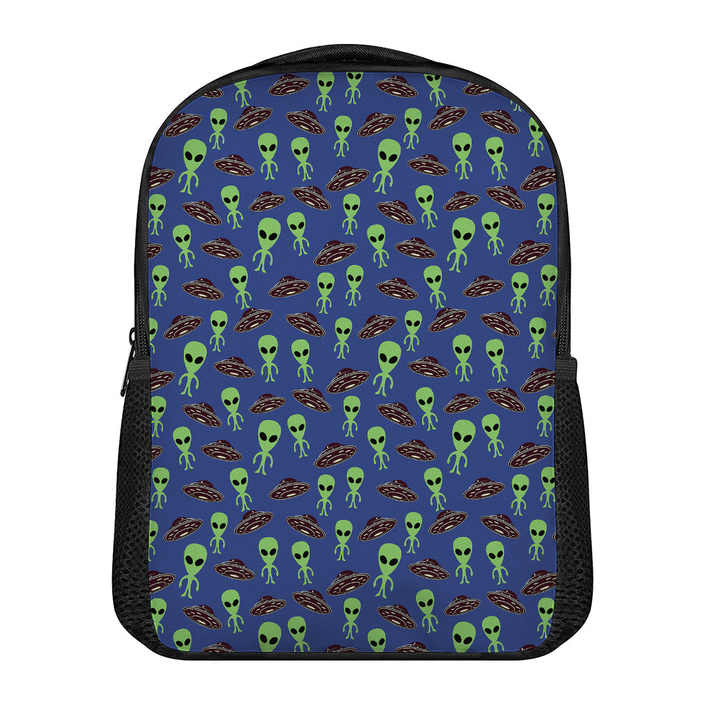 Cute Green Alien UFO Print Casual Backpack