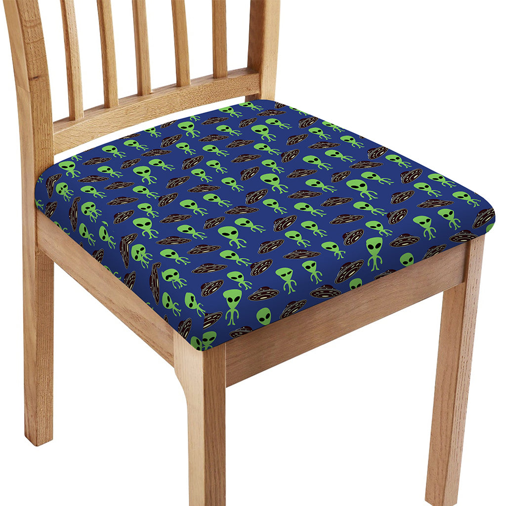 Cute Green Alien UFO Print Chair Cushion Cover