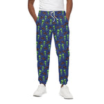 Cute Green Alien UFO Print Cotton Pants