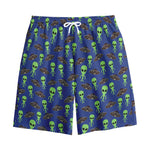 Cute Green Alien UFO Print Cotton Shorts