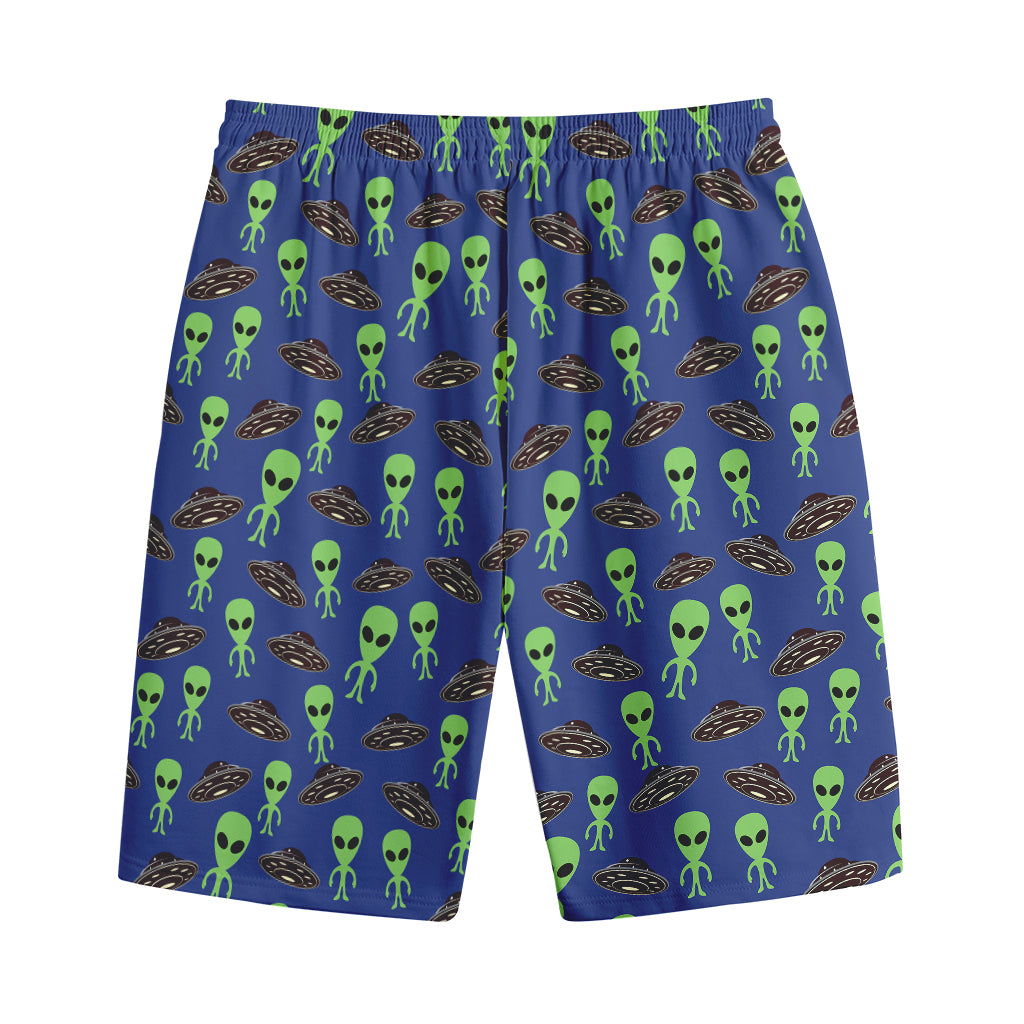 Cute Green Alien UFO Print Cotton Shorts