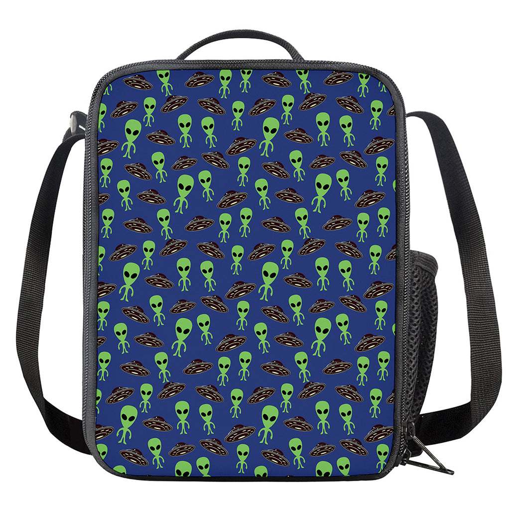 Cute Green Alien UFO Print Crossbody Lunch Bag