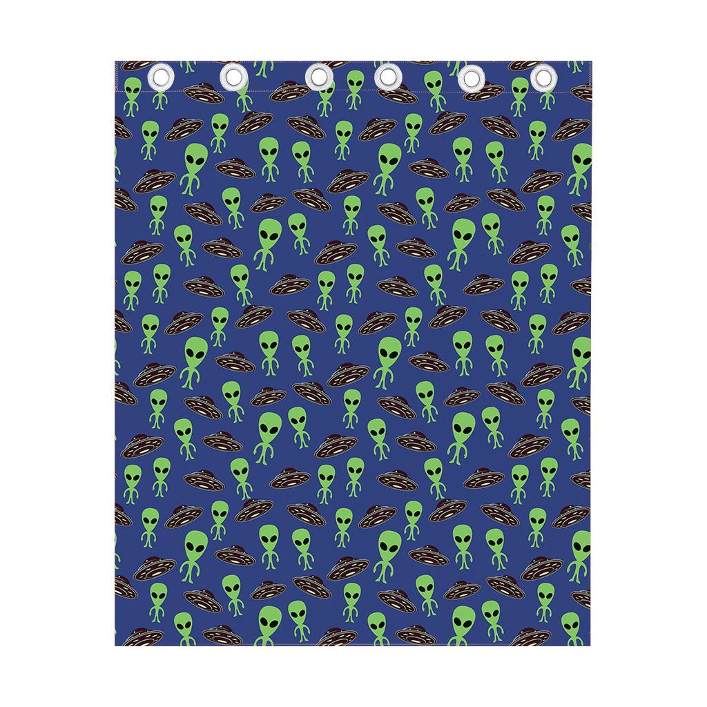 Cute Green Alien UFO Print Curtain