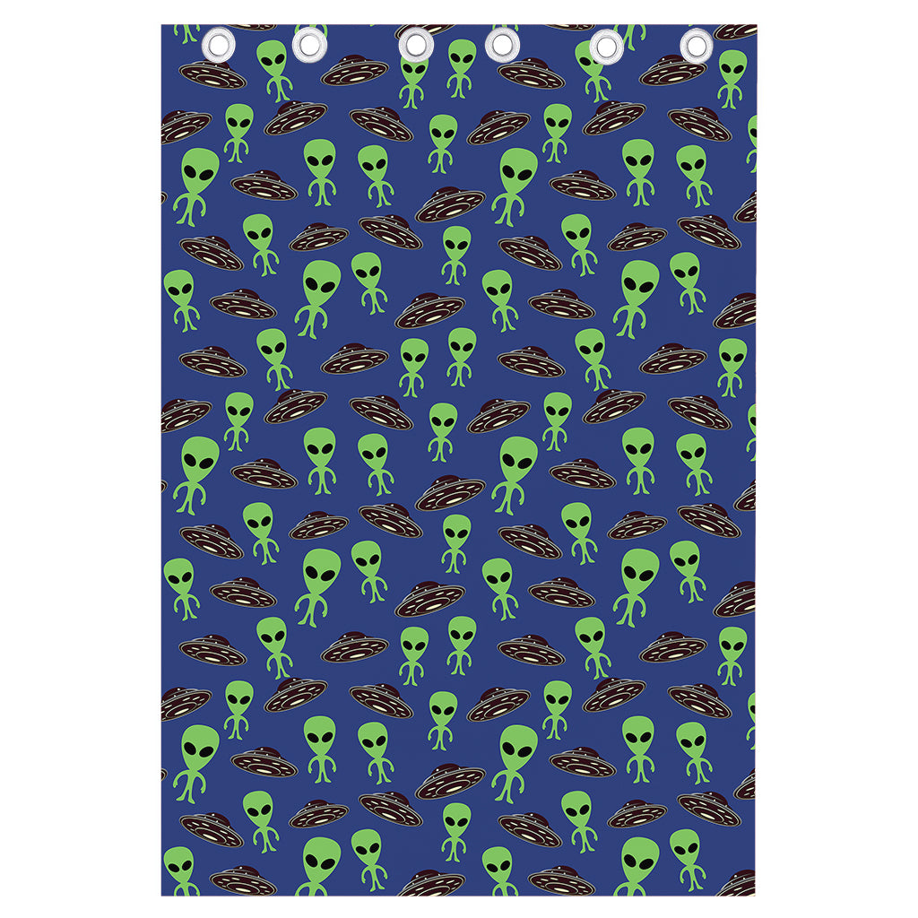 Cute Green Alien UFO Print Curtain