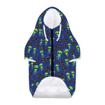 Cute Green Alien UFO Print Dog Zip Up Hoodie
