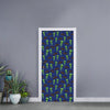 Cute Green Alien UFO Print Door Sticker