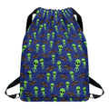 Cute Green Alien UFO Print Drawstring Backpack