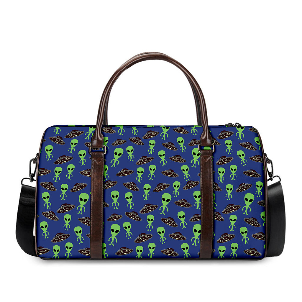 Cute Green Alien UFO Print Duffle Bag