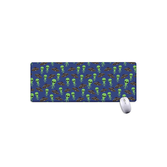 Cute Green Alien UFO Print Extended Mouse Pad