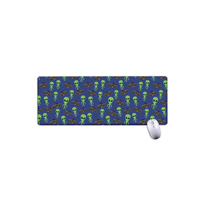 Cute Green Alien UFO Print Extended Mouse Pad