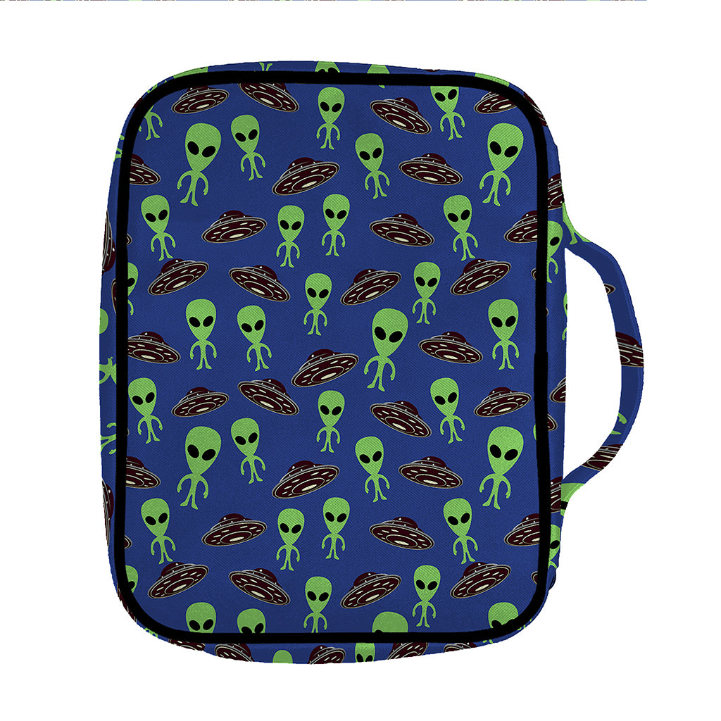Cute Green Alien UFO Print Front Pocket Bible Bag