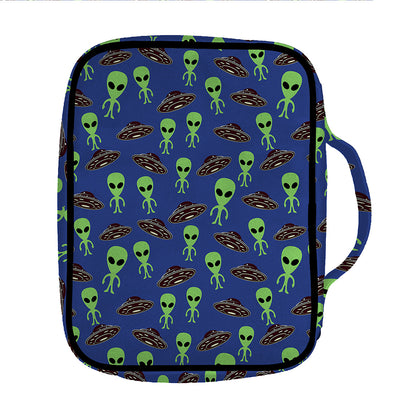 Cute Green Alien UFO Print Front Pocket Bible Bag