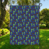 Cute Green Alien UFO Print Garden Flag