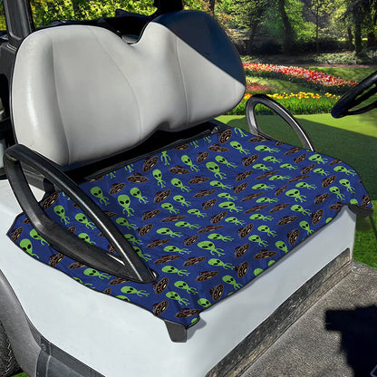 Cute Green Alien UFO Print Golf Cart Seat Cover