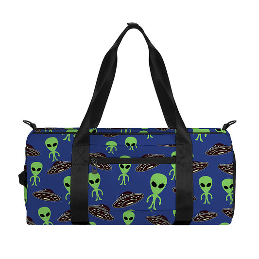 Cute Green Alien UFO Print Gym Bag