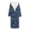 Cute Green Alien UFO Print Hooded Bathrobe