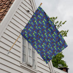 Cute Green Alien UFO Print House Flag