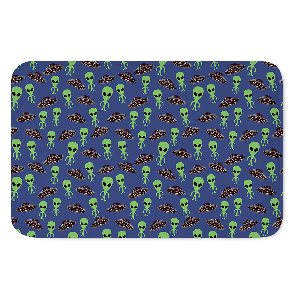 Cute Green Alien UFO Print Indoor Door Mat