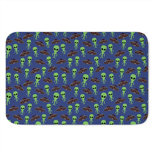 Cute Green Alien UFO Print Indoor Door Mat