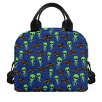 Cute Green Alien UFO Print Insulated Lunch Bag
