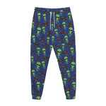 Cute Green Alien UFO Print Jogger Pants