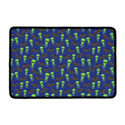 Cute Green Alien UFO Print Kitchen Mat