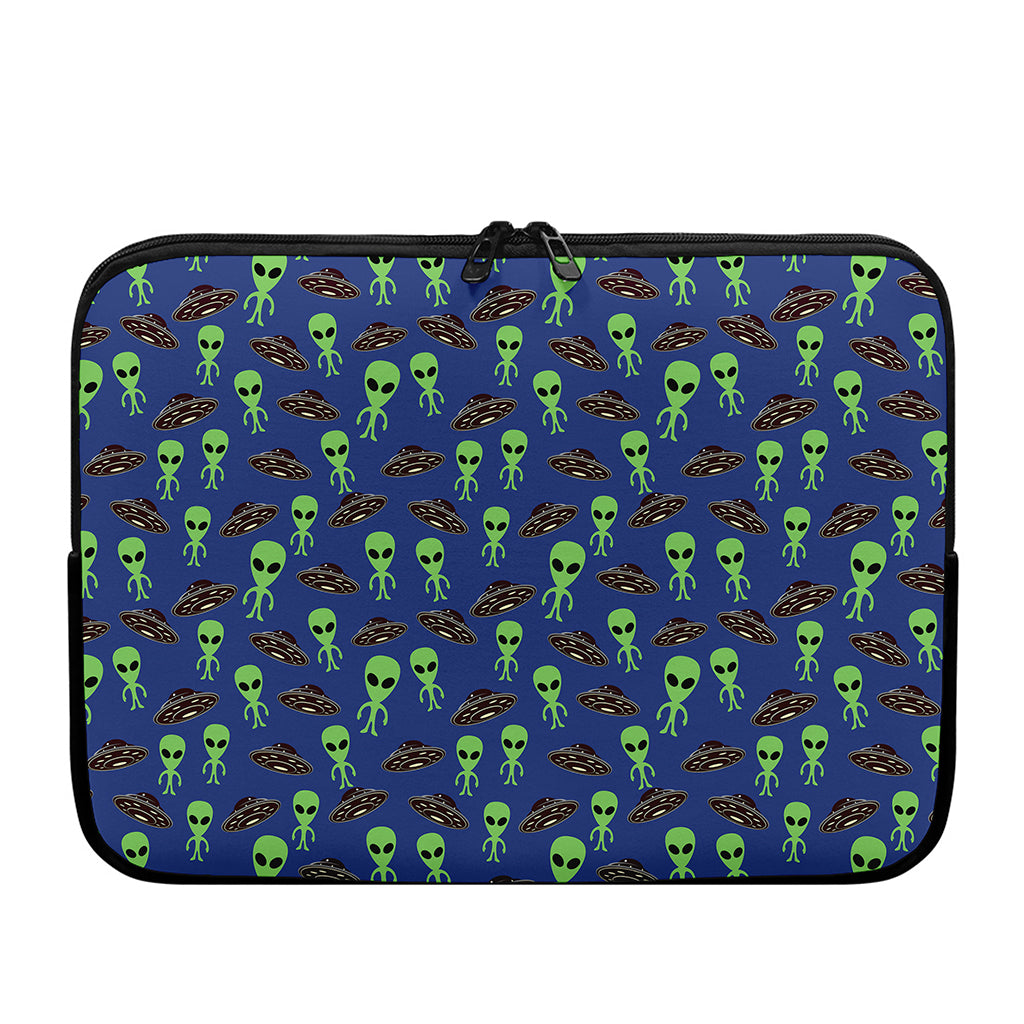 Cute Green Alien UFO Print Laptop Sleeve