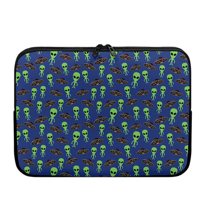 Cute Green Alien UFO Print Laptop Sleeve
