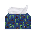 Cute Green Alien UFO Print Leather Tissue Box Cover