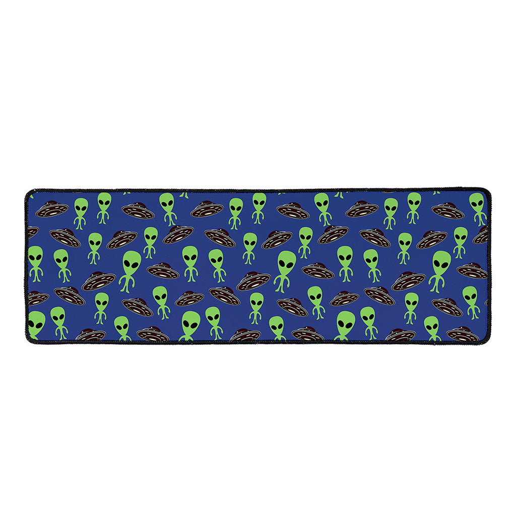 Cute Green Alien UFO Print Long Kitchen Mat