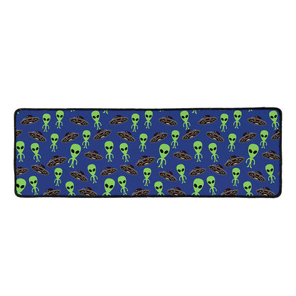 Cute Green Alien UFO Print Long Kitchen Mat