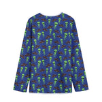 Cute Green Alien UFO Print Long Sleeve Short Coat