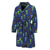 Cute Green Alien UFO Print Men's Bathrobe