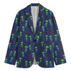 Cute Green Alien UFO Print Men's Blazer