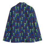 Cute Green Alien UFO Print Men's Blazer