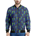Cute Green Alien UFO Print Men's Bomber Jacket