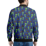 Cute Green Alien UFO Print Men's Bomber Jacket