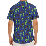 Cute Green Alien UFO Print Men's Deep V-Neck Shirt