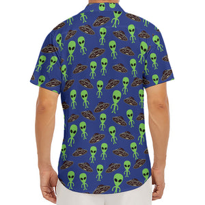 Cute Green Alien UFO Print Men's Deep V-Neck Shirt