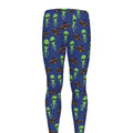 Cute Green Alien UFO Print Men's Leggings