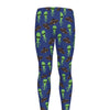 Cute Green Alien UFO Print Men's leggings