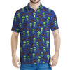 Cute Green Alien UFO Print Men's Polo Shirt