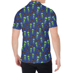 Cute Green Alien UFO Print Men's Shirt