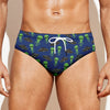 Cute Green Alien UFO Print Men's Swim Briefs