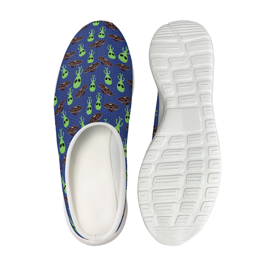 Cute Green Alien UFO Print Mesh Casual Shoes