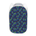 Cute Green Alien UFO Print Mesh Laundry Hamper