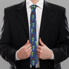 Cute Green Alien UFO Print Necktie